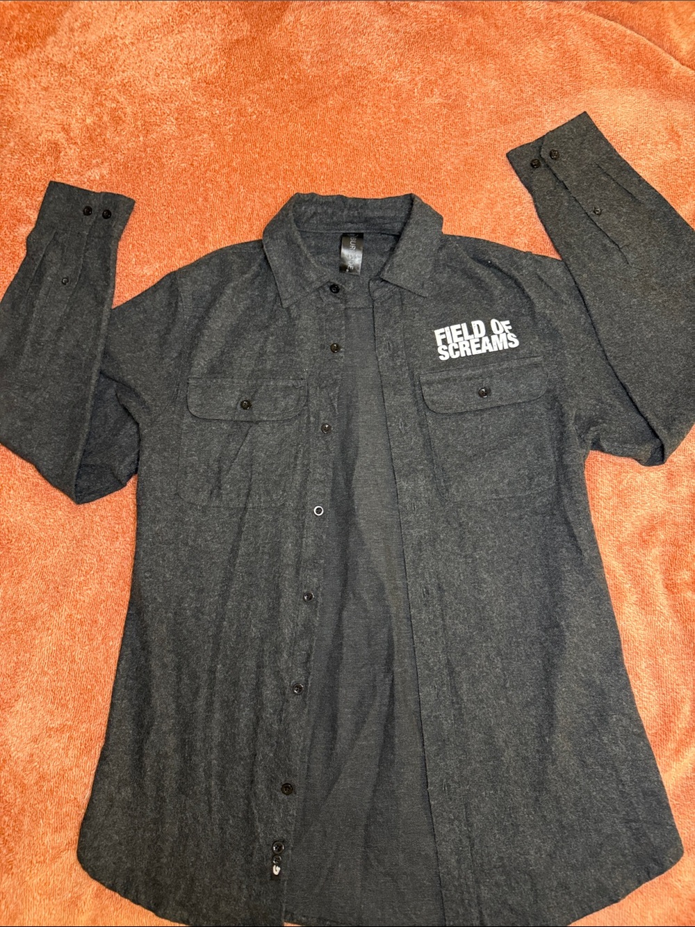 Men's Charcoal Gray Button-Up Jacket Field of Screams